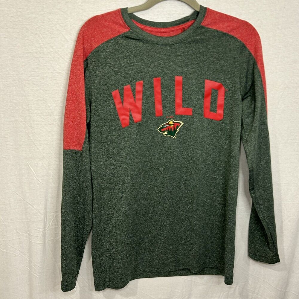 MINNESOTA WILD NHL‎ Crew Neck Long Sleeve Green Pullover Shirt Men's Size Medium
